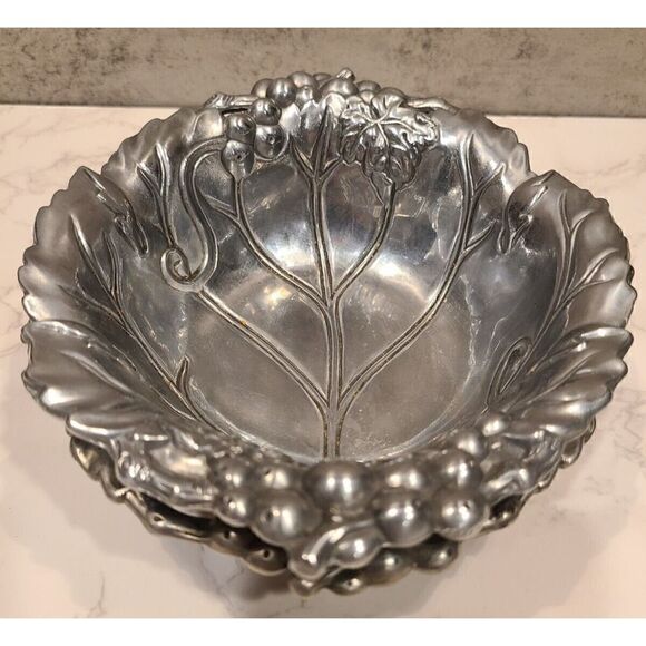 1999 Arthur Court Aluminum Grape Leaf Nut Dish 6" Set of 2 Vintage GUC - Picture 9 of 9